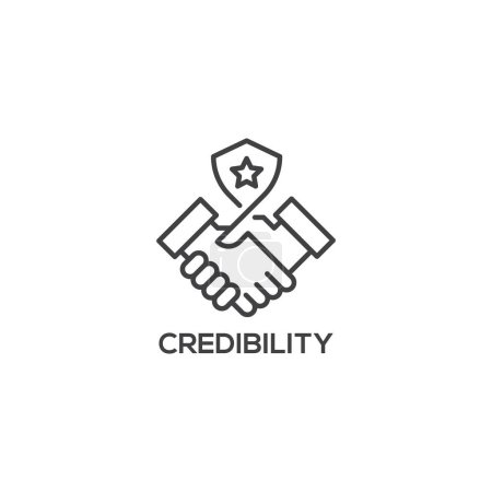 Illustration for Credibility icon, business concept. Modern sign, linear pictogram, outline symbol, simple thin line vector design element template - Royalty Free Image