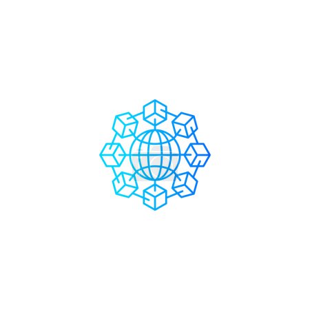 Ilustración de Multiverso, criptomoneda global. Vector logotipo icono esquema plantilla - Imagen libre de derechos