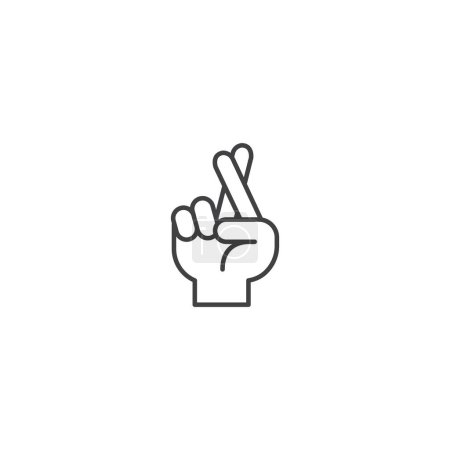 Illustration for Crossed fingers, Wish for luck hand gesture. Vector outline icon illustration - Royalty Free Image