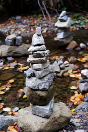 Photo for Rock balancing. Balanced placement of stones. the art of balance - Royalty Free Image