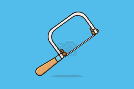 Illustration for Coping Saw Carpentry tool vector illustration. Construction working equipment repair tool icon concept. Hand tools for repair, building, construction and maintenance vector design. - Royalty Free Image