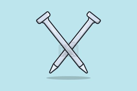 Illustration for Metallic nail for joining wooden vector illustration. Working tools equipment icon concept. Build and repair symbol logo design. - Royalty Free Image