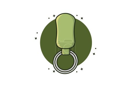 Illustration for Leather Keychain with Ring for Key vector illustration. Green color Blank Keychain icon concept. Accessories or souvenir trinkets for home, car or office. - Royalty Free Image