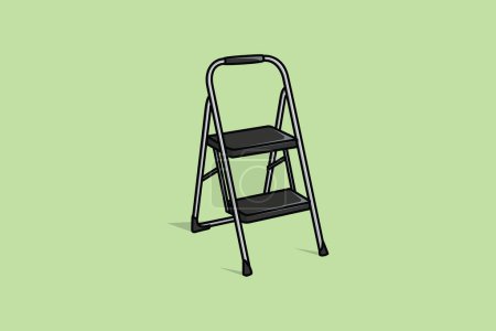Illustration for Household aluminum ladder with wide steps vector illustration. Interior objects icon concept. Step ladders for domestic and construction needs vector design. Interior repair tool equipment icon. - Royalty Free Image