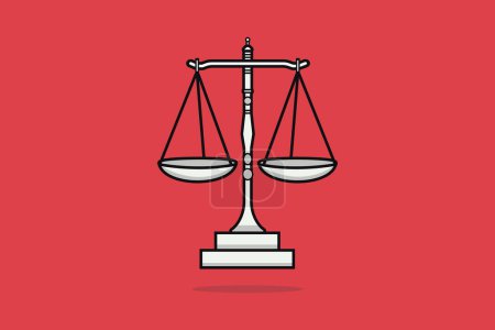 Téléchargez les illustrations : Bowls Of Scales In Balance vector illustration. Business and finance objects icon concept. Dual Balance Themis Scales of justice on decorative stand. - en licence libre de droit