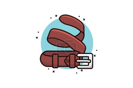 Illustration for Floating Men Leather Belt vector illustration. Men fashion objects icon concept. Belt in brown color with metal buckle vector design. - Royalty Free Image