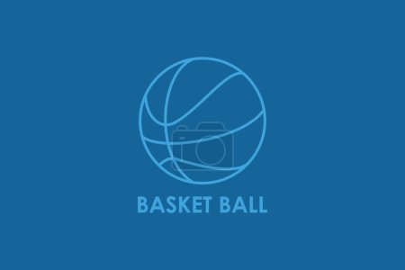 Illustration for Basketball ball outline logo design. Sport object and equipment icon concept. Sports training symbol vector design on blue background. - Royalty Free Image
