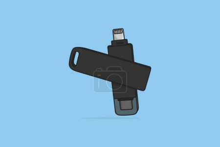 Illustration for Modern Memory Card USB Device vector illustration. Technology object icon concept. Modern USB Flash Drive for use in office work on the project and design. USB device vector design with shadow. - Royalty Free Image