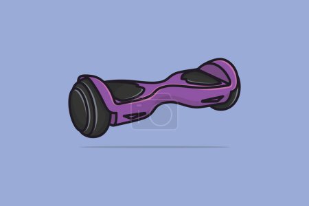 Illustration for Hover Board, Dual Wheel Self Balancing Electric Skateboard Smart Scooter vector illustration. Technology object icon concept. Electric Skateboard vector design with shadow on purple background. - Royalty Free Image
