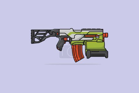 Illustration for Space Blasters Laser Gun vector illustration. Sports object icon concept. Space laser guns future alien weapons vector design with shadow on purple background. - Royalty Free Image
