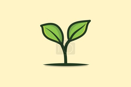 Illustration for Green tree growth eco concept vector illustration. Nature object icon concept. Seeds sprout in ground. Sprout, plant, tree growing agriculture icons. - Royalty Free Image