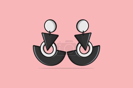 Illustration for Plastic design earrings jewelry vector illustration. Beauty fashion objects icon concept. Women earrings jewelry decoration in unique style vector design. - Royalty Free Image