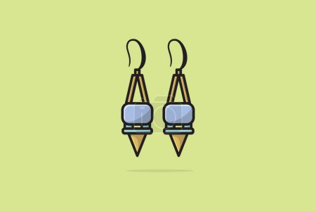Illustration for Unique style earrings for woman vector illustration. Beauty fashion objects icon concept. Women stylish jewelry earrings vector design. - Royalty Free Image