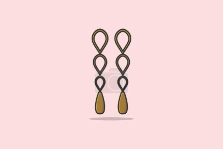 Illustration for Women stylish jewelry earrings vector illustration. Beauty fashion objects icon concept. Square box shape women earrings jewelry vector illustration. - Royalty Free Image