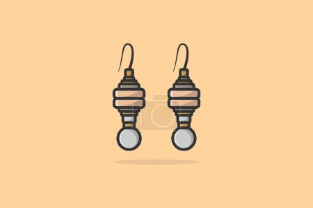 Illustration for Ear jewelry for modern girls vector illustration. Beauty fashion objects icon concept. Lady earring with gemstone vector design. - Royalty Free Image