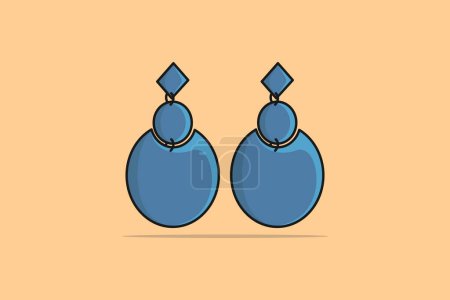 Illustration for Women stylish jewelry earrings vector illustration. Beauty fashion objects icon concept. Square box shape women earrings jewelry vector illustration. - Royalty Free Image
