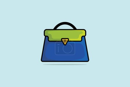 Illustration for Women Evening Party bag or purse vector illustration. Beauty fashion objects icon concept. Girls fashion purse vector design isolated on blue background. - Royalty Free Image