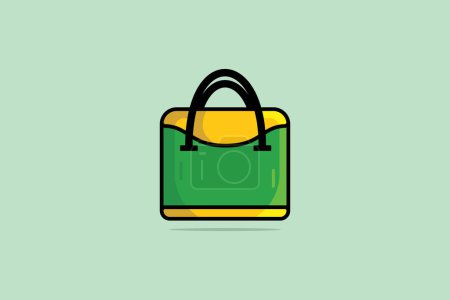 Illustration for Elegant Women Hand Purse vector illustration. Beauty fashion objects icon concept. Fashionable woman bags flat vector design. Female accessories, elegant purses isolated on green background. - Royalty Free Image