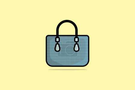 Illustration for Modern Designer Ladies Handbag vector illustration. Beauty fashion objects icon concept. Girls fashion purse vector design isolated on yellow background. - Royalty Free Image