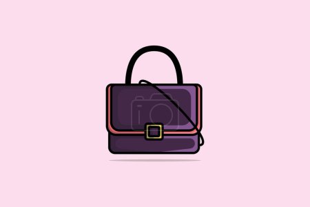 Illustration for Purple Luxury Women Handbag or Purse Clutch Bag vector illustration. Beauty fashion objects icon concept. Elegant ladies bright leather bag vector design. - Royalty Free Image