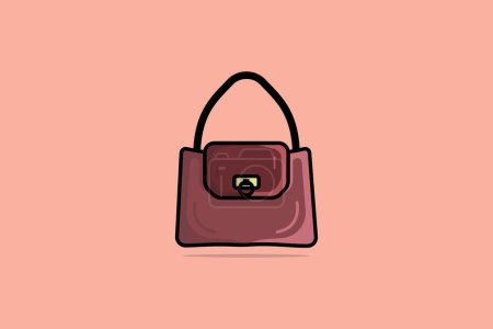 Illustration for Elegant Ladies Bright Leather Bag with Black Handle vector design. Beauty fashion objects icon concept. New arrival women fashion bag vector design. - Royalty Free Image