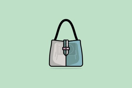 Illustration for Women Fashion Clutch Leather Purse or Bag vector illustration. Beauty fashion objects icon concept. Modern rectangular evening handbag vector design. - Royalty Free Image