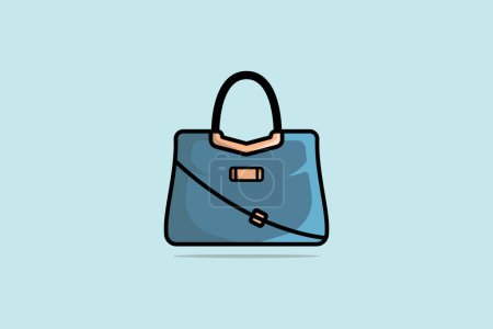 Illustration for Elegant Ladies Bright Leather Bag with Black Handle vector design. Beauty fashion objects icon concept. New arrival women fashion bag vector design. - Royalty Free Image