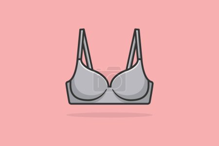 Illustration for Vibrant Asymmetric Gym Bra For Women And Girls Wear vector illustration. Sports and fashion objects icon concept. Girls underwear bra vector design with shadow. - Royalty Free Image
