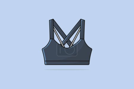 Illustration for Vibrant Asymmetric Gym Bra For Women vector illustration. Sports and fashion objects icon concept. Sports and gym bra for women and girls Wear vector design with shadow. - Royalty Free Image