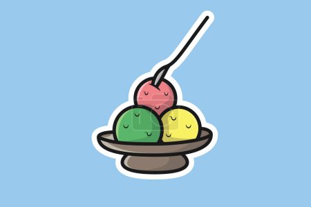 Illustration for Melting Ice Cream Cup Sticker vector illustration. Summer food and ice cream object icon concept. Ice cream plastic cup sticker vector design with shadow. - Royalty Free Image