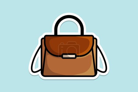 Illustration for Elegant Women Hand Purse sticker design vector illustration. Beauty fashion objects icon concept. Fashionable woman bags flat sticker design icon logo. - Royalty Free Image