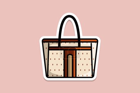 Luxury Women Handbag or Purse sticker design vector illustration. Beauty fashion objects icon concept. Ladies bright leather bag, female fashion accessories sticker design icon logo.