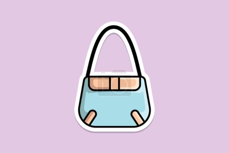 Illustration for Women Fashion Clutch Leather Purse or Bag sticker design vector illustration. Beauty fashion objects icon concept. Modern style evening handbag sticker design logo icon. - Royalty Free Image