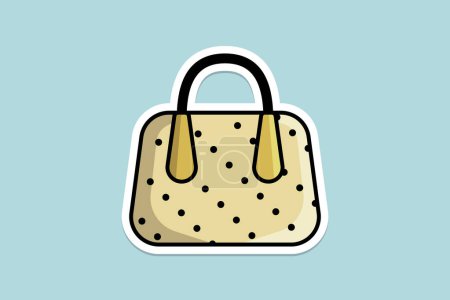 Illustration for Luxury Women Handbag or Purse sticker design vector illustration. Beauty fashion objects icon concept. Ladies bright leather bag, female fashion accessories sticker design logo icon. - Royalty Free Image