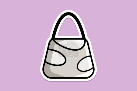 Illustration for Purple Luxury Women Handbag or Purse Clutch Bag sticker design vector illustration. Beauty fashion objects icon concept. Elegant ladies bright leather bag sticker design logo icon. - Royalty Free Image
