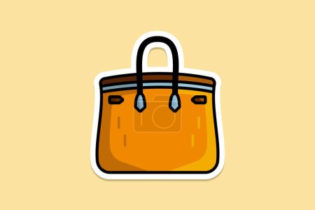 Illustration for Stylish Leather Bags, Trendy Casual Style Handbags sticker design vector illustration. Beauty fashion objects icon concept. Fashionable woman bags sticker design icon logo. - Royalty Free Image