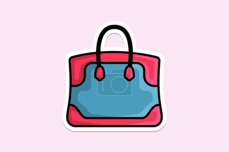 Illustration for Beautiful Women Purse or bag sticker design vector illustration. Beauty fashion objects icon concept. Trendy flat fashion bag sticker design logo icon. - Royalty Free Image
