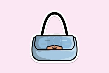Illustration for Women Fashion Clutch Leather Purse or Bag sticker design vector illustration. Beauty fashion objects icon concept. Modern evening handbag sticker design icon logo. - Royalty Free Image