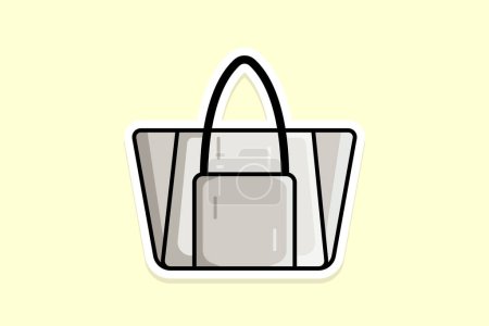 Illustration for Female accessories, elegant events purses sticker design vector illustration. Beauty fashion objects icon concept. Girls Purse or Handbag sticker design isolated on yellow background. - Royalty Free Image