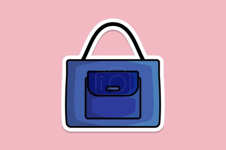 Stilvolle Color Purse oder Taschen Aufkleber Design Vektor Illustration. Beauty Mode Objekte Ikone Konzept. Frauenhandtasche im einzigartigen Stil Aufkleber Design Logo-Symbol.