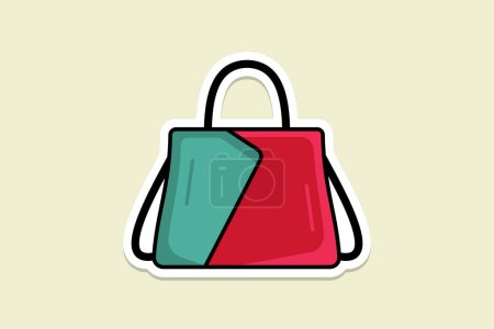 Illustration for Stylish Red and Blue Color Purse or Bag sticker design vector illustration. Beauty fashion objects icon concept. Women Purse in unique style sticker design icon logo. - Royalty Free Image