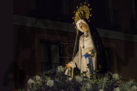 imagen de nuestra señora de los siete dolores, que sale en procesión el Viernes Santo por las calles de Madrid. España