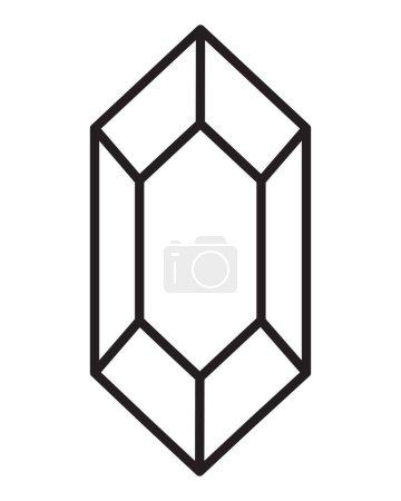 Schmuckstein, Schmuckeinsatz aus Edelstein - vektorlineares Bild zum Ausmalen, Logo oder Piktogramm. Umriss. Facettierter Kristall für Schmuck.