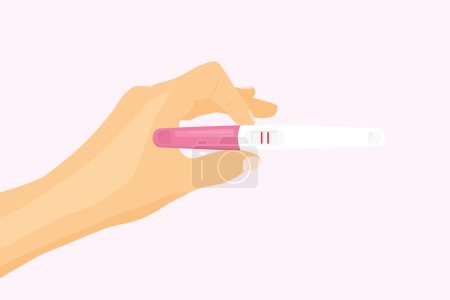 Téléchargez les illustrations : Test de grossesse avec résultat positif, essai d'avoir un bébé, infertilité, concept de FIV illustration vectorielle - en licence libre de droit