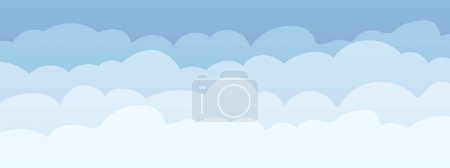 Illustration for Banner with layers of blue clouds - vector illustration - Royalty Free Image