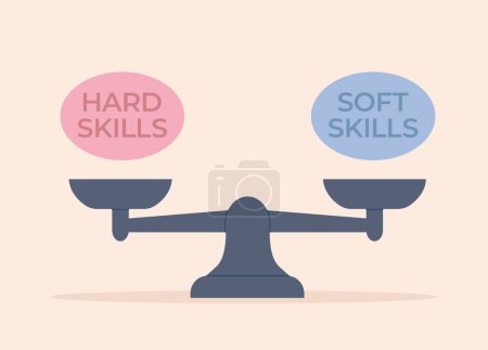 Illustration for Concept of balancing hard and soft skills- vector illustration - Royalty Free Image