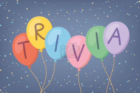 trivia word written on colorful balloons- vector illustration