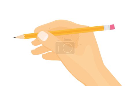 Illustration for Hand holding pencil; drawing, writing, sketching concept- vector illustratio - Royalty Free Image