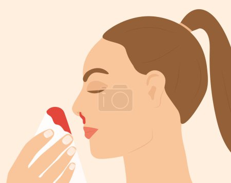 Illustration for Woman bleeding from her nose- vector illustration - Royalty Free Image