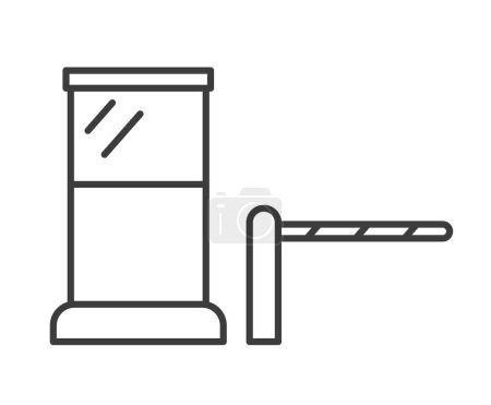 Ilustración de Puesto de control, cabina de peaje con puerta de barrera cerrada - ilustración vectorial - Imagen libre de derechos